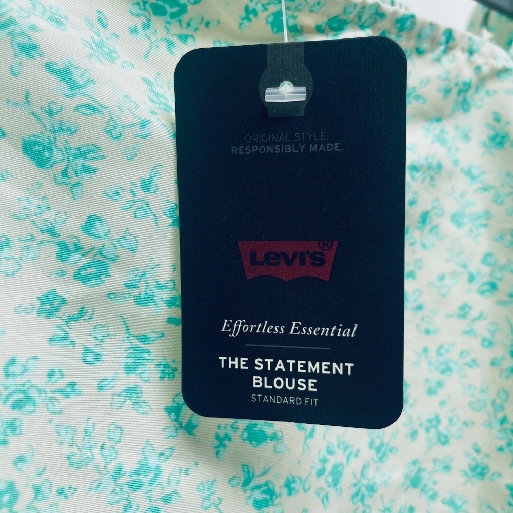 Levi’s Women’s Blouse Green Floral Statement Size S New - Picture 5 of 11